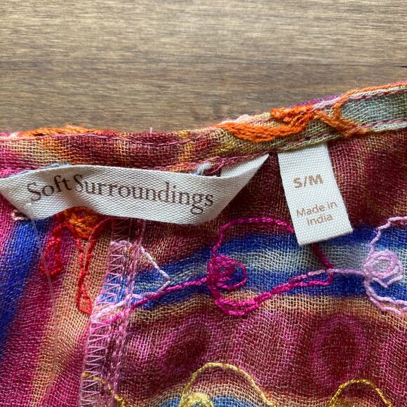 Soft Surroundings Lagenlook Paisley Wool Embroidered Kimono Artsy Boho S/M NWT - Picture 4 of 9